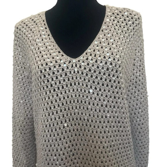 Colette Mordo for Sadimara Linen Blend Open Knit Sweater Beige Size Large NWT - Picture 3 of 9